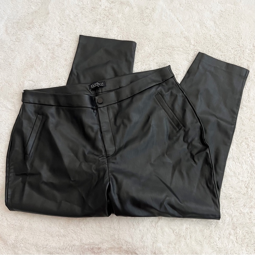 Eloquii Black Faux Leather Pants